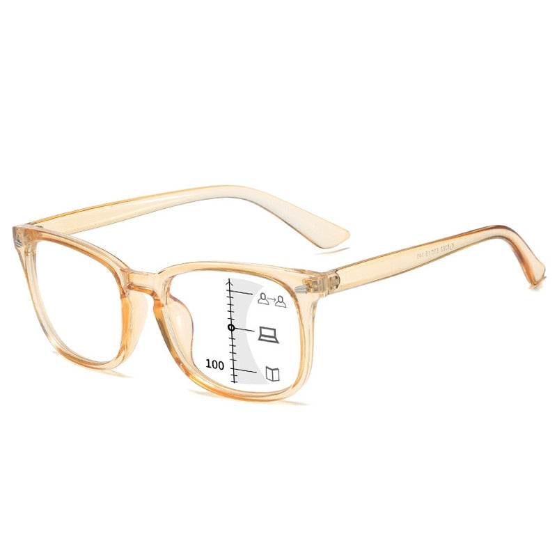 CRIXALIS Square Multifocal Progressive Reading Glasses Men Fashion With Diopters Anti-glare Computer Eyeglasses Women UV400