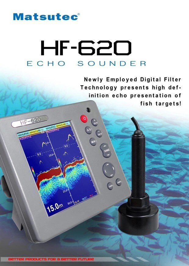 Matsutec HF-620 MARINE COLOR ECHO SOUNDER Fishfinder DUAL frequency 5.6 inch 1000 feet