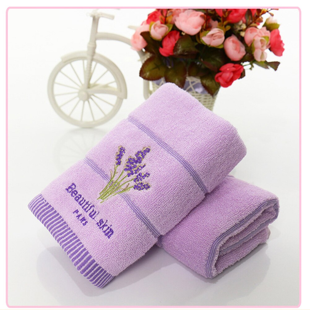 Jetting 33*74cm  Embroidery Towels Beautiful Skin Paris Lavender Flowers Cotton Fabric Fragrant Smell Washcloths Towels