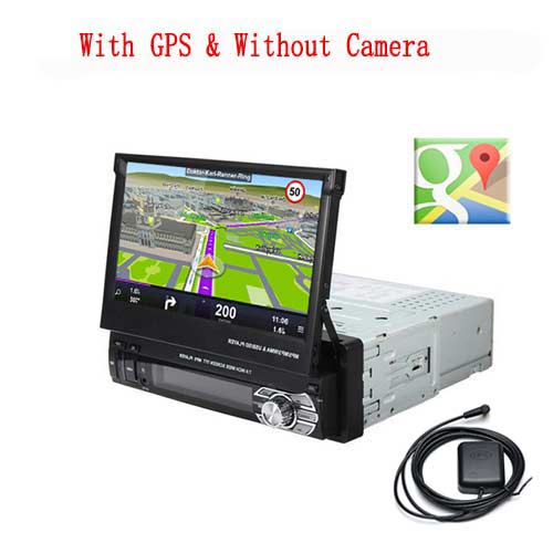 Podofo One din Car radio MP5 Player GPS Navigation Multimedia car audio stereo Bluetooth 7" HD Retractable Autoradio AUX-IN /FM