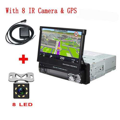 Podofo One din Car radio MP5 Player GPS Navigation Multimedia car audio stereo Bluetooth 7" HD Retractable Autoradio AUX-IN /FM