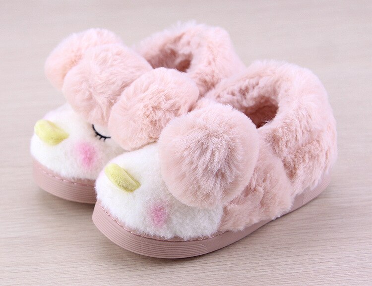 Clearance Kawaii Children Boy Girl Cartoon Plush Cute Animal Kids Shoes Winter Warm Fashion Infant Slippers