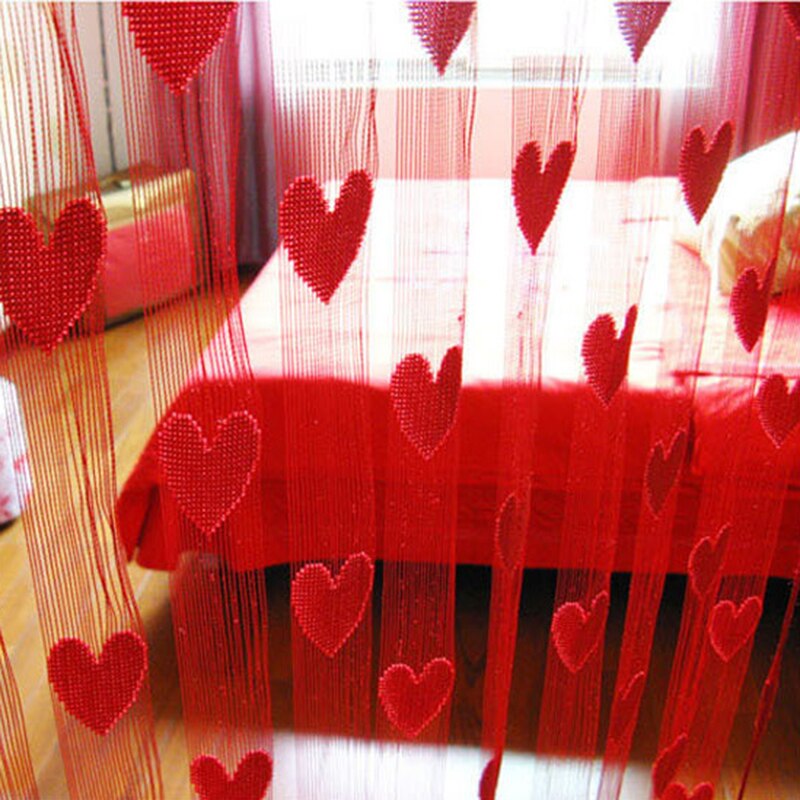 New Style 100x200cm Heart Pattern Curtain for Living Room Bedroom Door Window Valances Scarf Wedding DIY Home Decoration