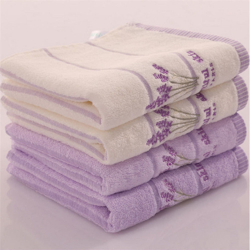 Jetting 33*74cm  Embroidery Towels Beautiful Skin Paris Lavender Flowers Cotton Fabric Fragrant Smell Washcloths Towels