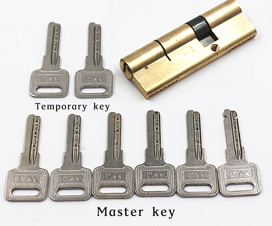 Door Cylinder Biased Lock 65 70 80 90 115mm Cylinder AB Key Anti-Theft Entrance Brass Door Lock Lengthened Core Extended Keys