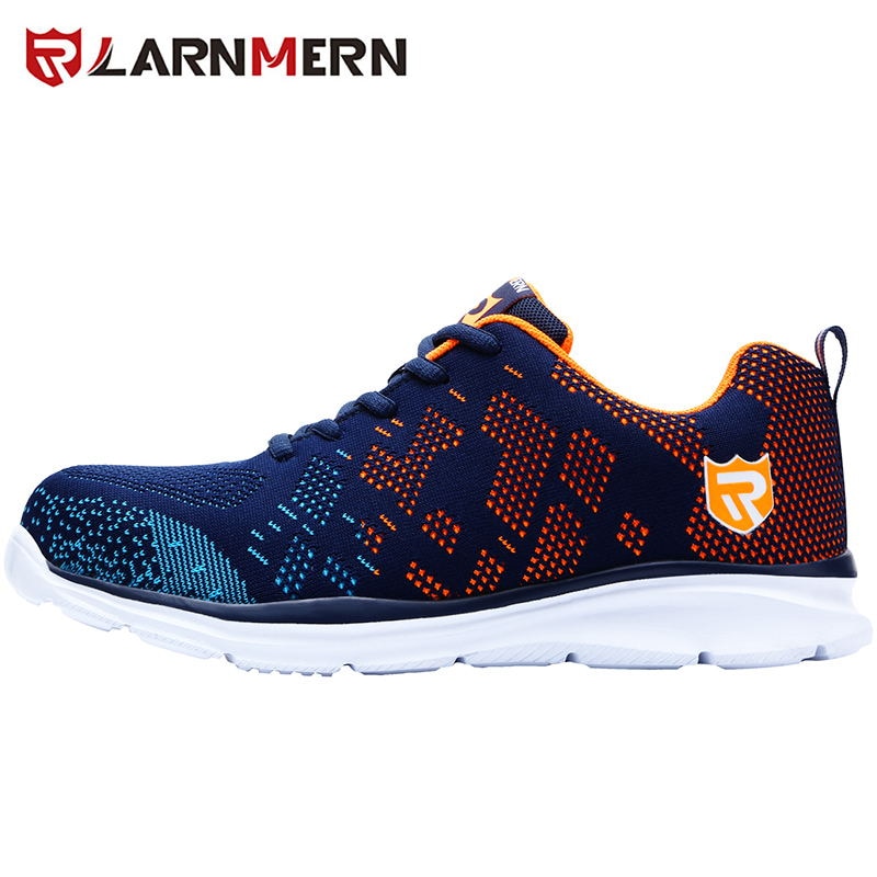 LARNMERN Lightweight Safety Shoes Men Steel Toe Slip On Work Shoes For Men Anti-smashing Construction Sneaker With Reflective