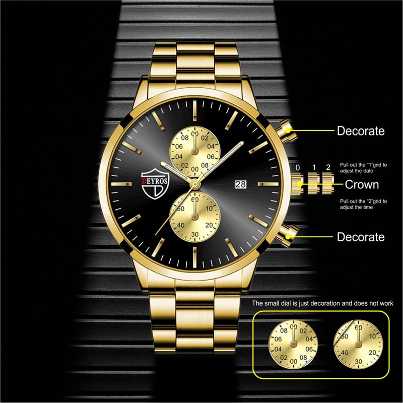 Fashion Mens Luxury Watches for Men Stainless Steel Quartz Wristwatch Man Casual Leather Watch Luminous Clock relogio masculino