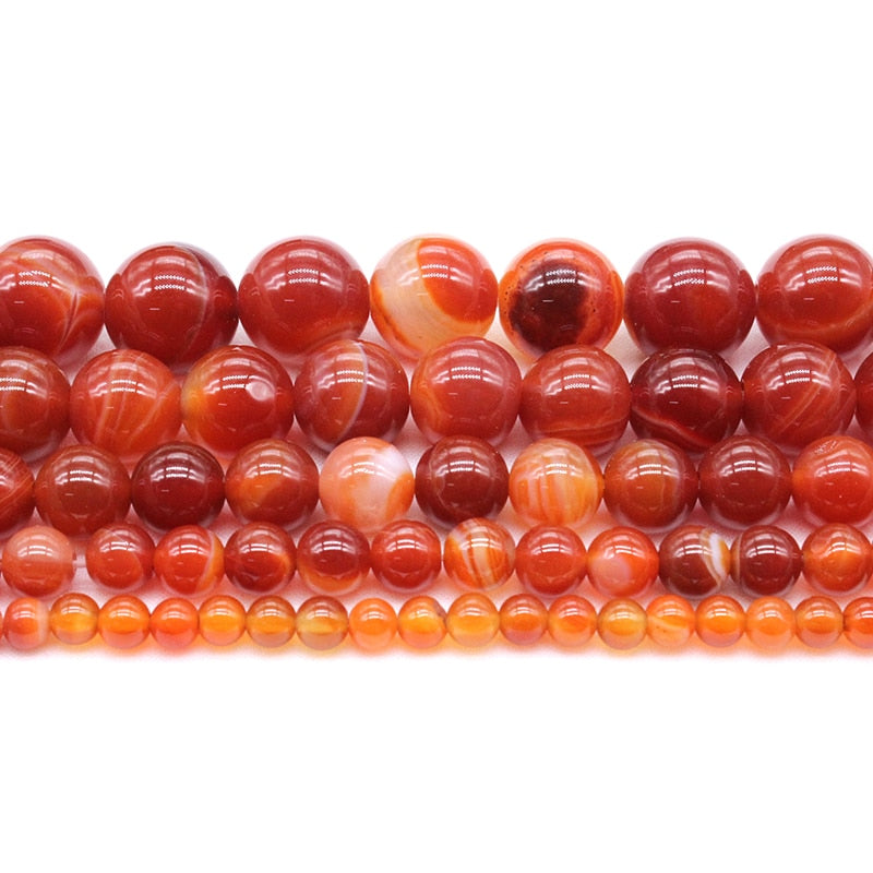 Wholesale Natural Stone Red Stripes Agates  Beads For Jewelry Making DIY Bracelet Necklace 4/6/8/10/12 /14 mm Strand 15''