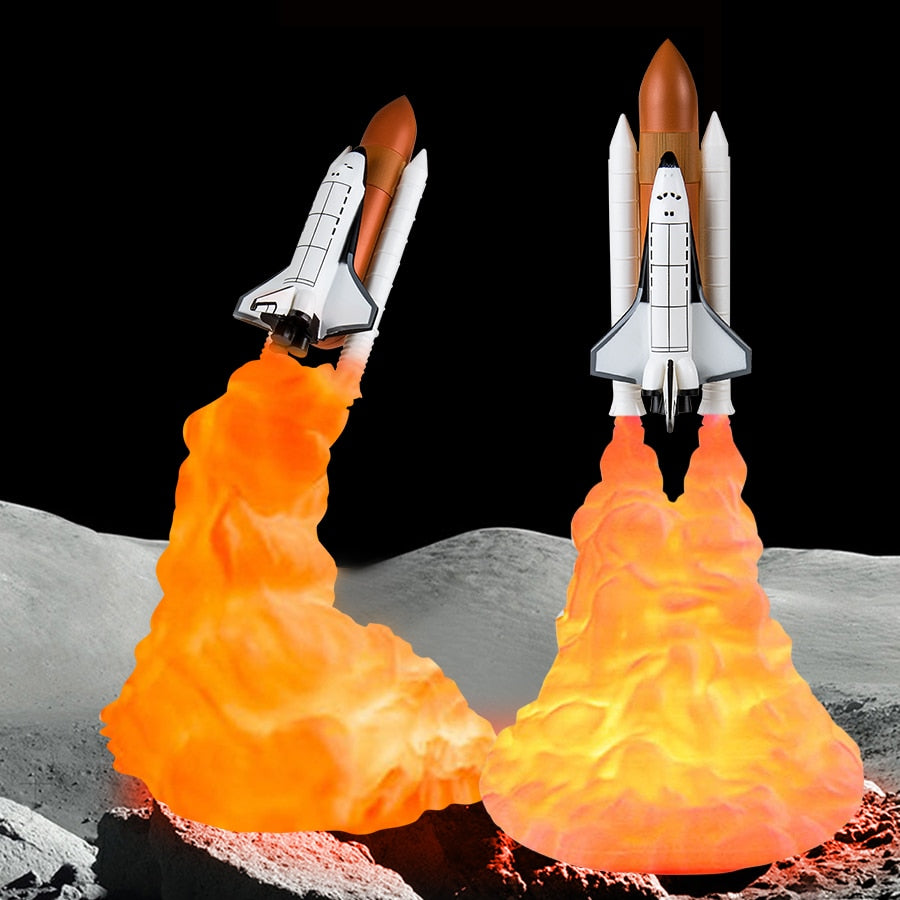 3D Print Night Light USB Lamp For Space Fans Space Shuttle Rocket Lamp Rechargeable Nightlight Living Room Bedroom Decoration