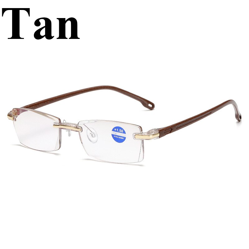 Anti-blue Light Diamond-cut Reading Glasses Presbyopic Glasses  for Women Men Square Frame Rimless High-end Reading Glasses