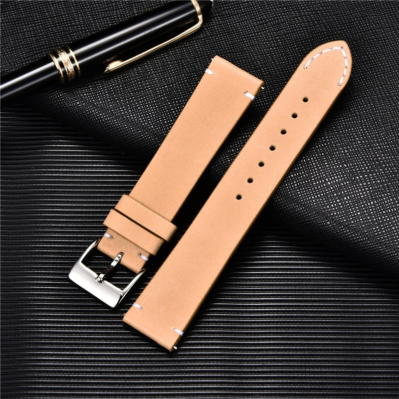 Quick Release Leather Watchbands 18mm 20mm 22m 24mm Casual Belt Smart Watch Strap Soft Matte Bracelet Wrist Watch Band