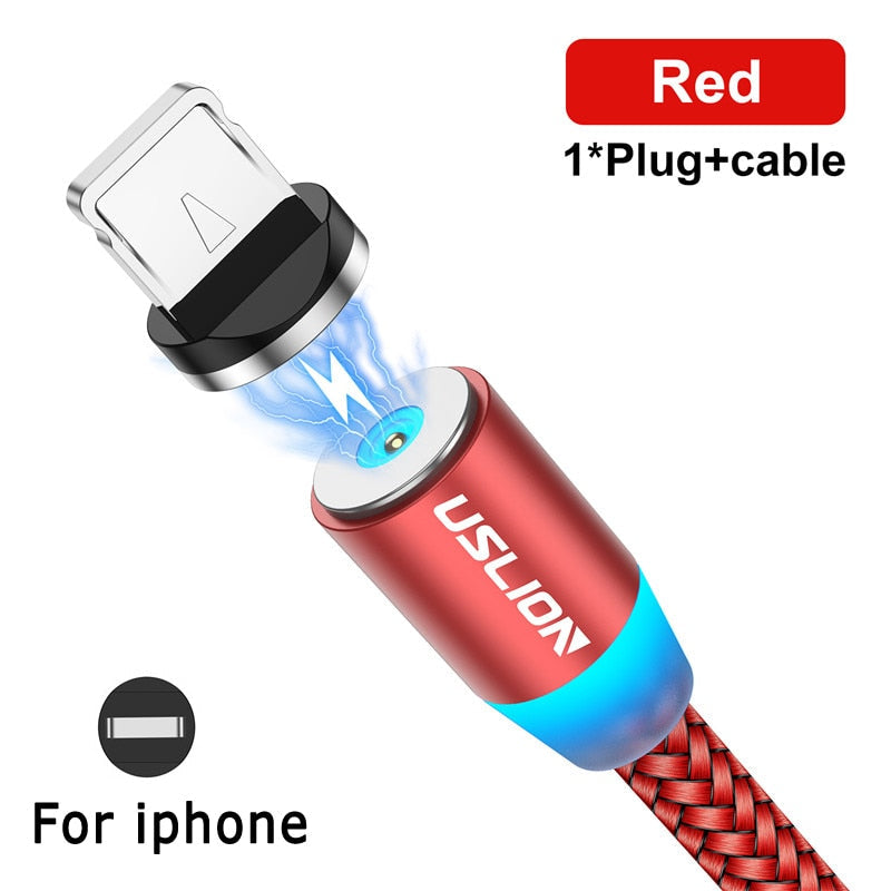 Magnetic USB Cable For iPhone 12, Samsung Type C, LED Fast Charging Micro USB Cable Cord