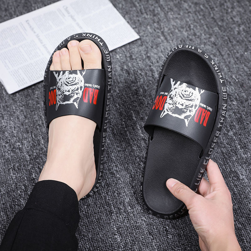 Home travel sandals fashion bathing slippers personality Korean students' indoor anti odor anti slip soft bottom beach shoes