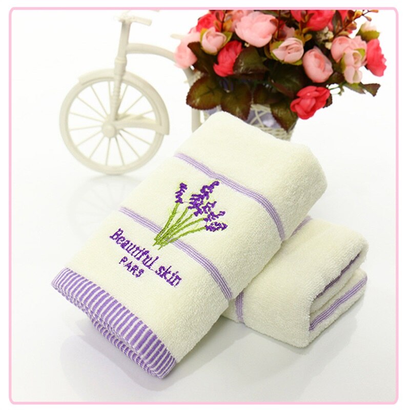 High Quality Bath Towel Cotton Embroidery Lavender Aromatherapy Soft Hand Face Towel Sheet Set 34 x 74cm bath towel New