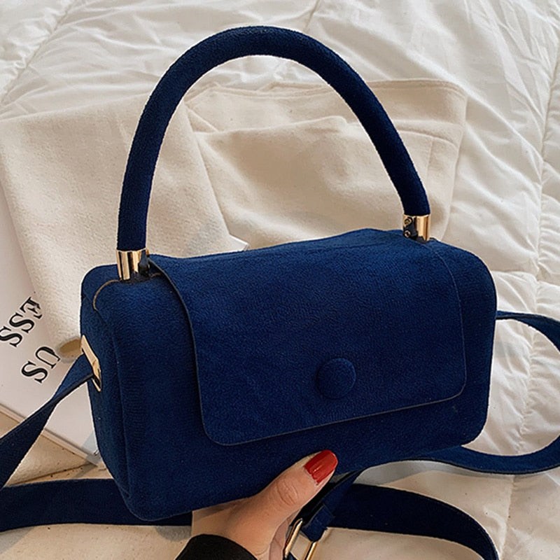 INS Women Green Blue Flock Mini Handbag Suede Crossbody Bags For Female Luxury Brand Designer Small Shoulder Bags Evening Clutch