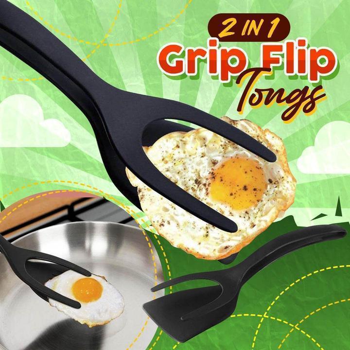2 In 1 Grip Flip Tongs Egg Tongs French Toast Pancake Egg Clamp Omelet Kitchen Accessories