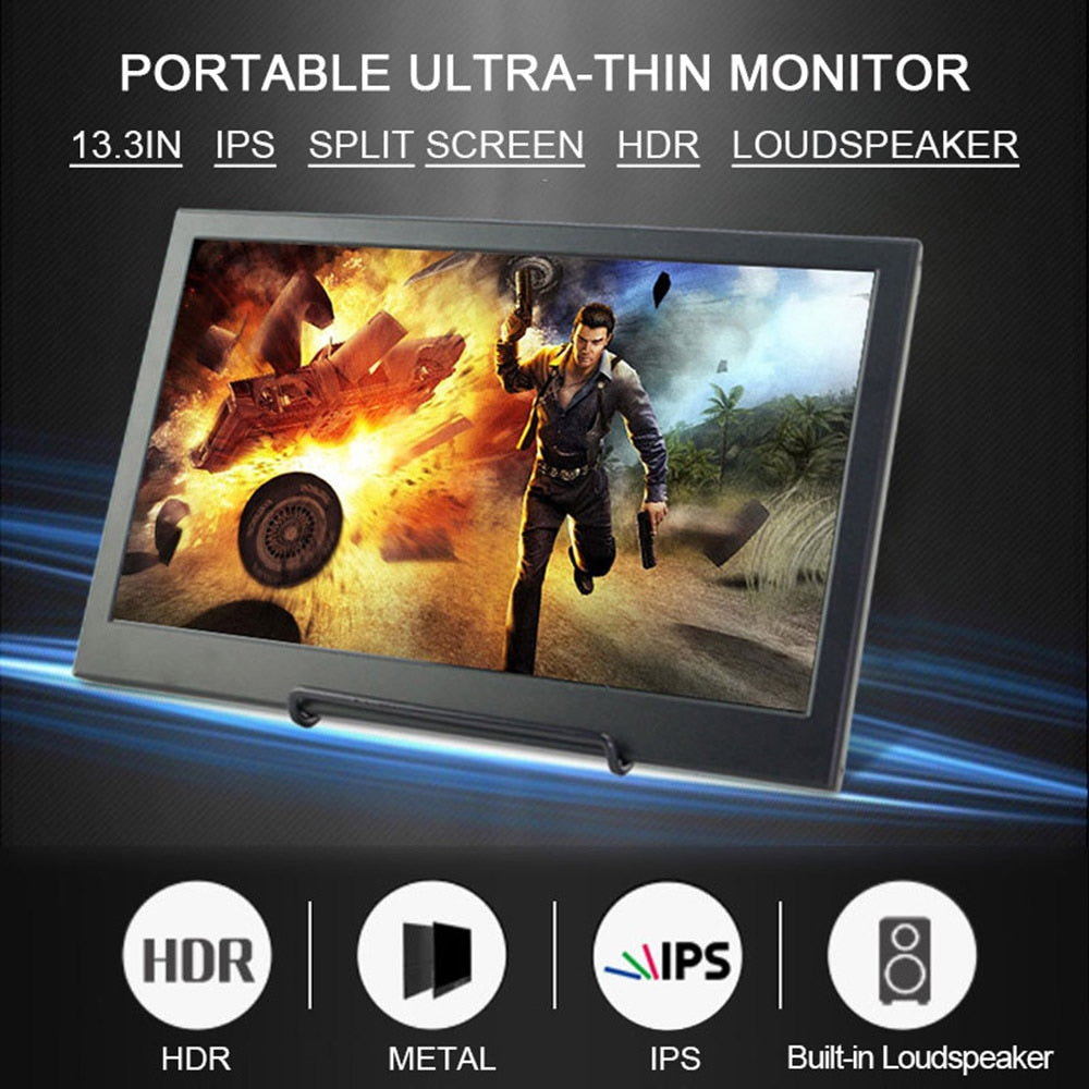 13.3 Inch 2K Touch Screen Mini Portable Monitor Full HD IPS Screen Port Built-in Stereo Speakers HDMI-Compatible Same screen