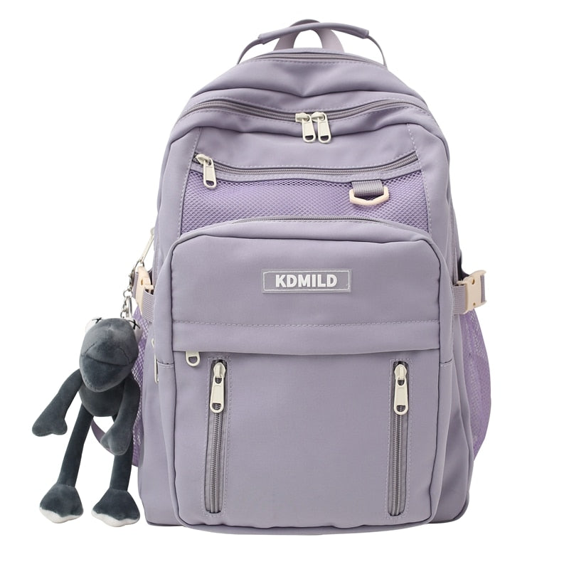 Nylon Male Female Waterproof Purple College Backpack Men Women Laptop Bag Cool Boy Girl Travel Bags Fashion Lady Backpack Trendy