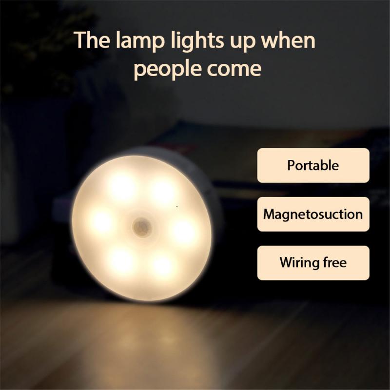Intelligent Night Light Motion Sensor Night Lamp LED Rechargeable Night Light Wireless Energy-saving LED Body Induction Lamp