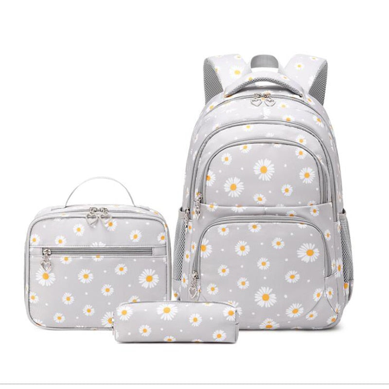ZHIERNA 3 Pcs Set Children's Backpacks School Bag for Girls Schoolbags Waterproof Lunchbox School Child With Pencil Case 2022