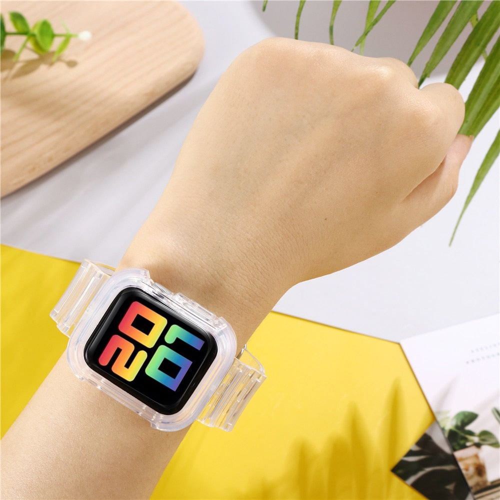 Newest Sport Strap for Apple Watch Band  Series 6 1 2 3 4 5 silicone Transparent  for Iwatch 5 4 Strap 38mm 40mm 42mm 44mm wirst