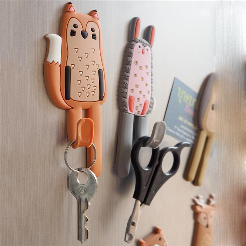 Cute Magnetic Hooks Removable Fridge Sticker Refrigerator Message Magnet Coat Hanger Key Holder Storage Hook (Hedgehog)