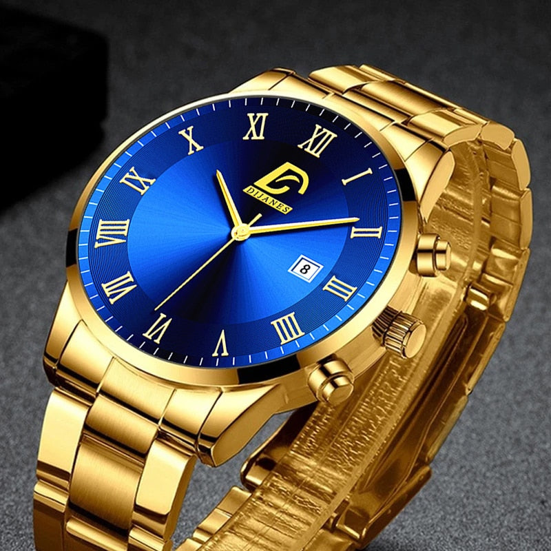 Fashion Mens Stainless Steel Watches Luxury Minimalist Calendar Quartz Wrist Watch Men Business Casual Watch relogio masculino