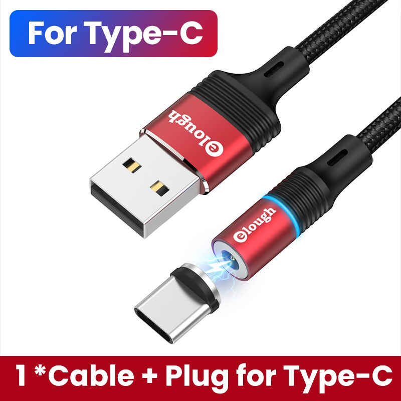 Elough 360 Rotate Magnetic Cable 2.4A Fast Charging Magnetic Charger Micro USB C Cable For iPhone Samsung Xiaomi Phone USB Cord