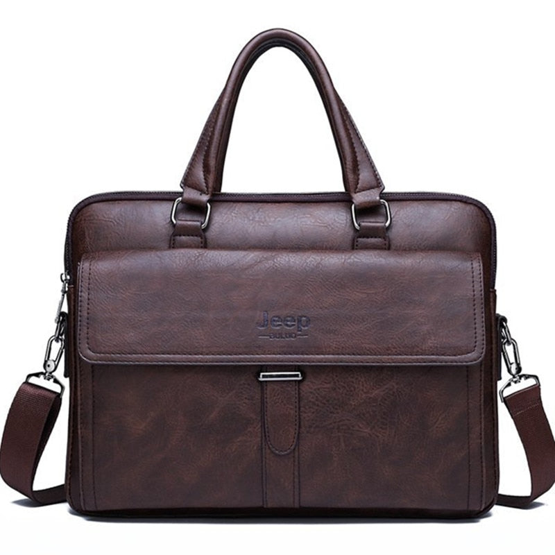 JEEP BULUO  Men Business Bag  Set Handbags High Quality Leather Office Bags Totes Male For 14 inch Laptop Briefcase Bags