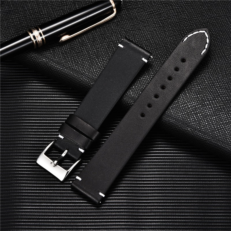 Quick Release Leather Watchbands 18mm 20mm 22m 24mm Casual Belt Smart Watch Strap Soft Matte Bracelet Wrist Watch Band