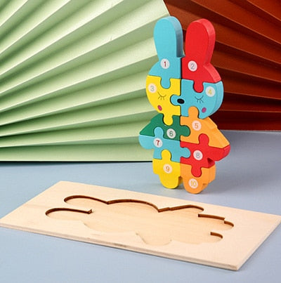 Baby Wooden 3D Puzzles For Kids Toddler Montessori Toys Dinosaur Animal Wood Jigsaw Puzzle Game Educational Toys For Children