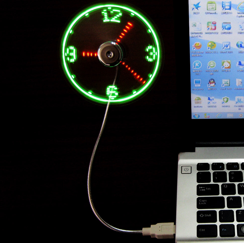 Peculiar led smart clock fan with temperature display real time usb flash word luminous fan
