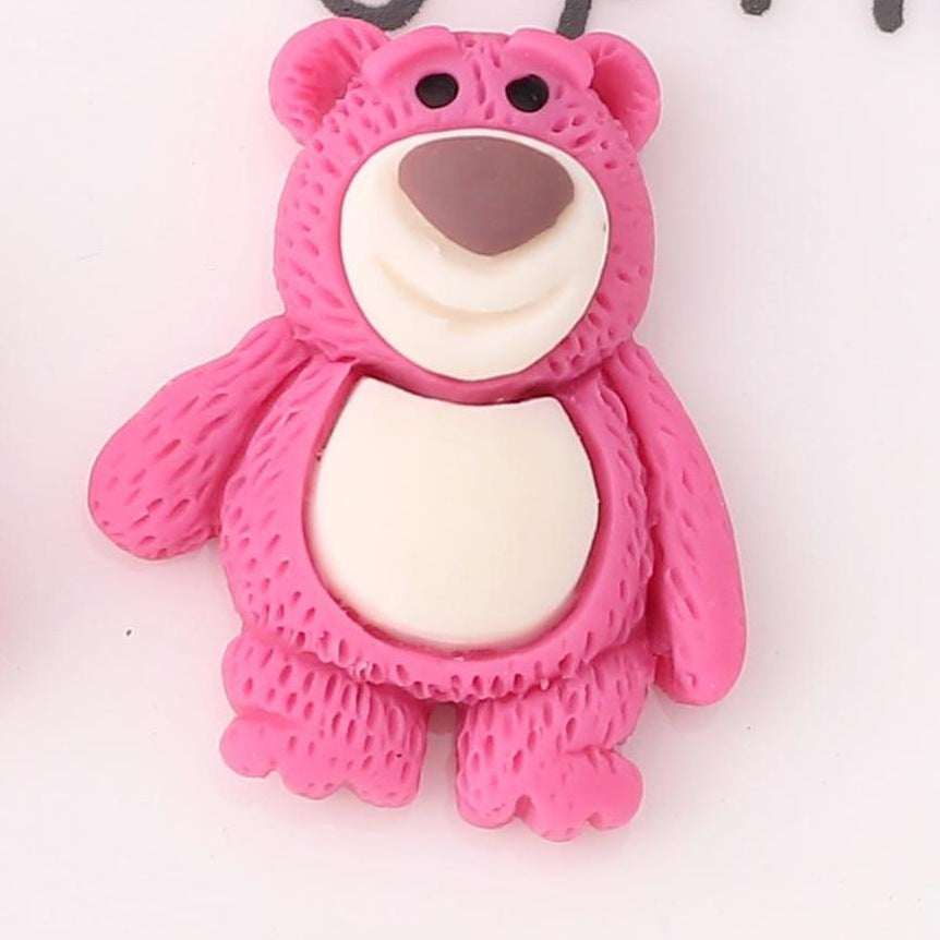 Manufacturers wholesale cute strawberry powder bears resin accessories DIY resin accessories cartoon INS phone shell refrigerator