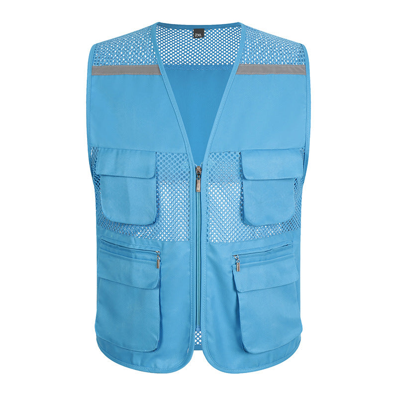 Workwear vest order logo mesh mesh mesh multi-pocket outdoor photography reflective safety vest order