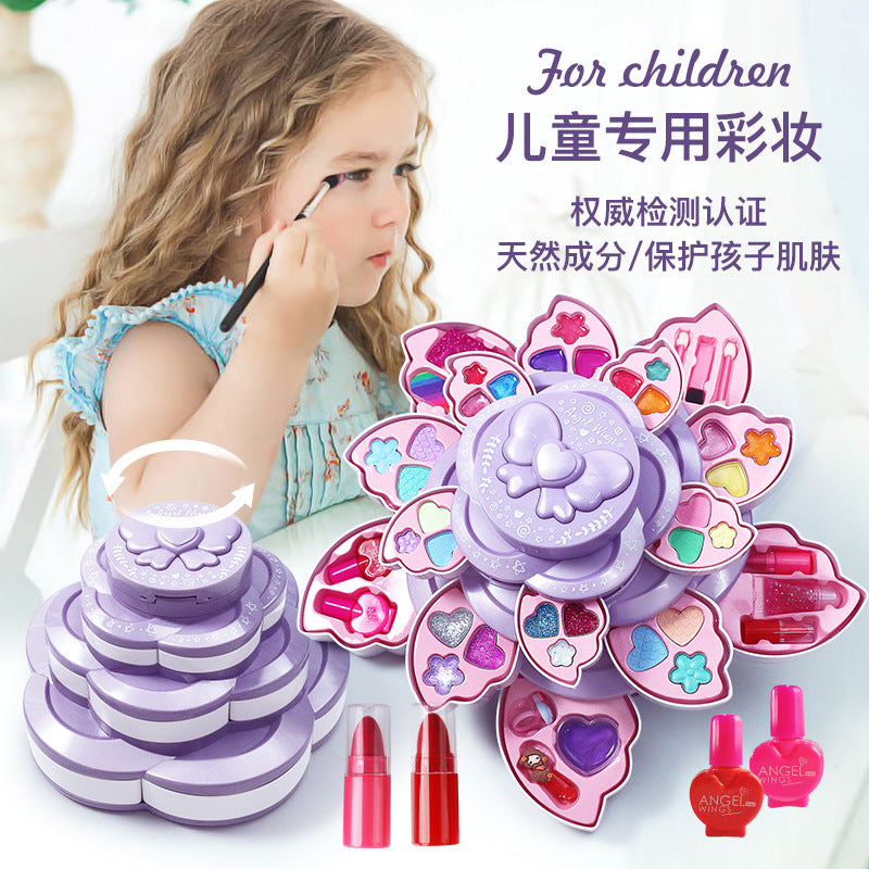 Children's cosmetics can be washed with water, girls, home makeup toys, children, nail, beautiful, spinning cosmetic box