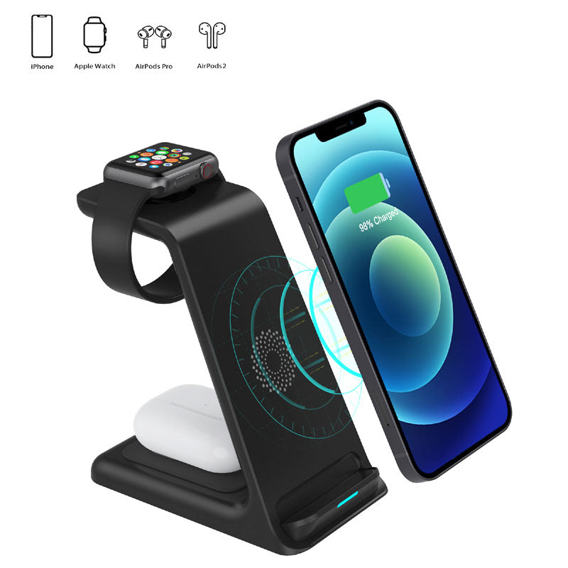 vertical three-in-one wireless charging stand 15W fast charge suitable for Apple mobile phone headset 3 watch wireless charging
