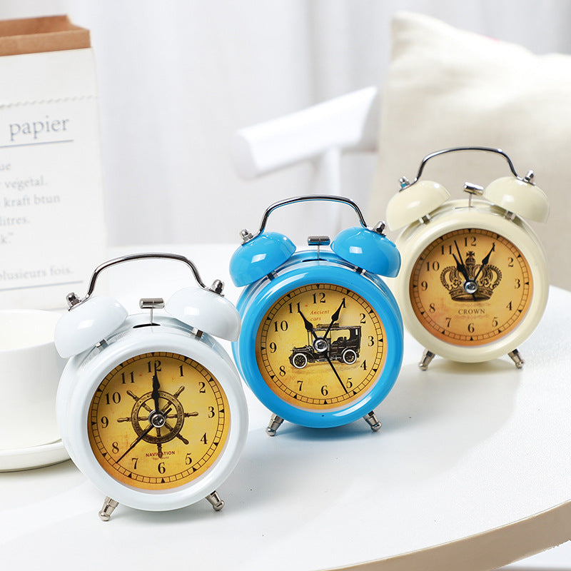 Antique double ear bell alarm clock big scorpion creative watch student dormitory clock children toy home decoration