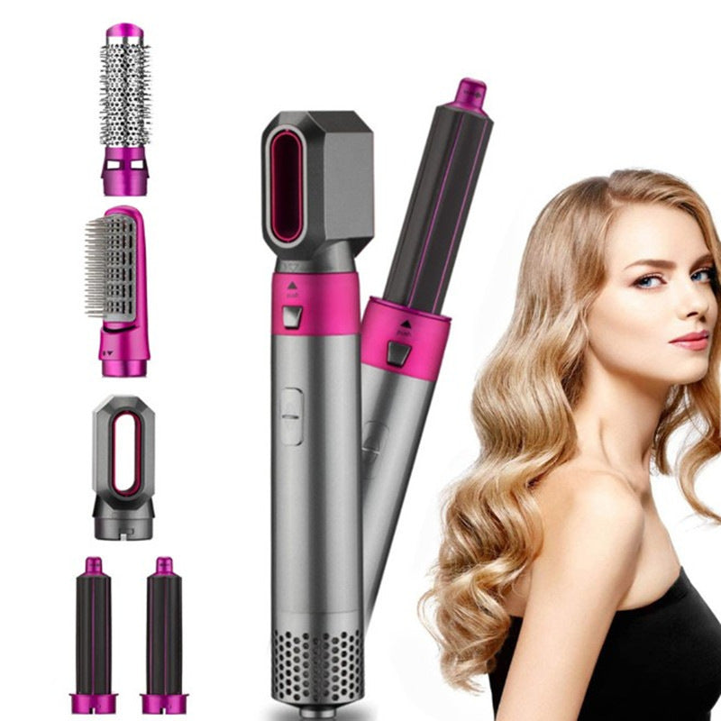 Cross-border specializes in Amazon five-in-one hot air comb automatic hair absorbing shape comb straight hair hair blow comb