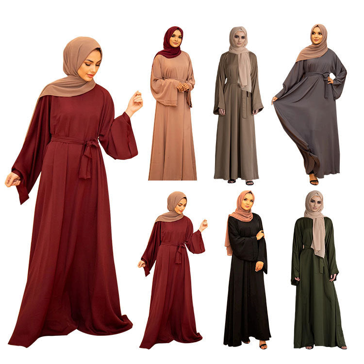 Factory direct supply Yiduoduo new Middle East Malay dress robe simple basic solid color large size dress 20363