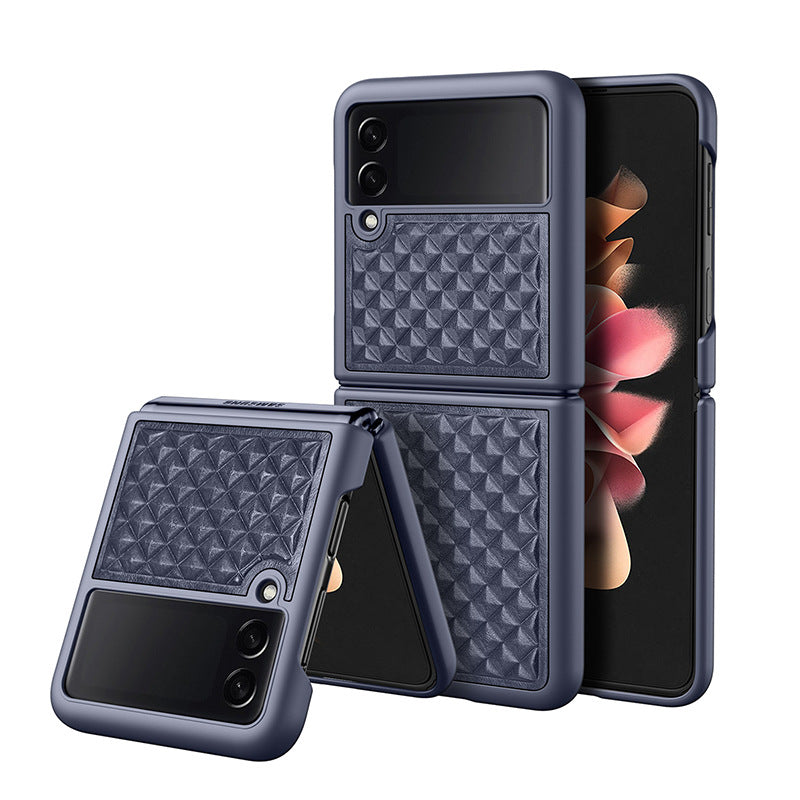 Suitable for Samsung Z Filp3 5G mobile phone shell folding screen mobile phone back shell leather lattice protective cover