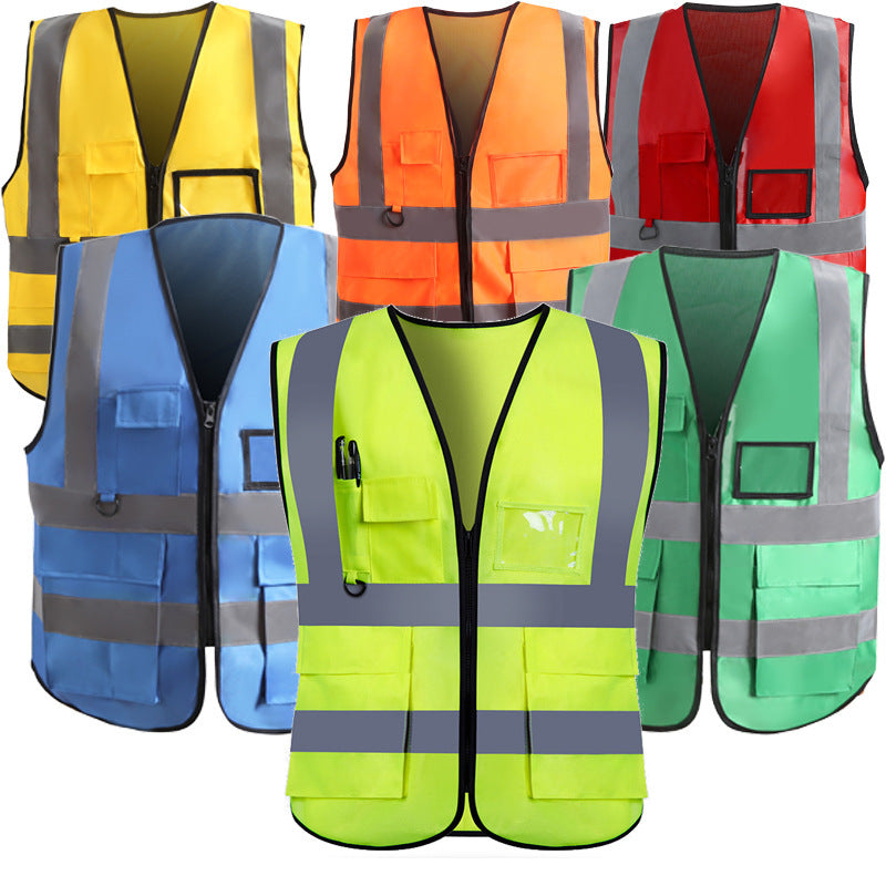 Factory direct supply of sanitation workers night reflective jacket multi-pocket reflective vest vest night riding reflective clothing
