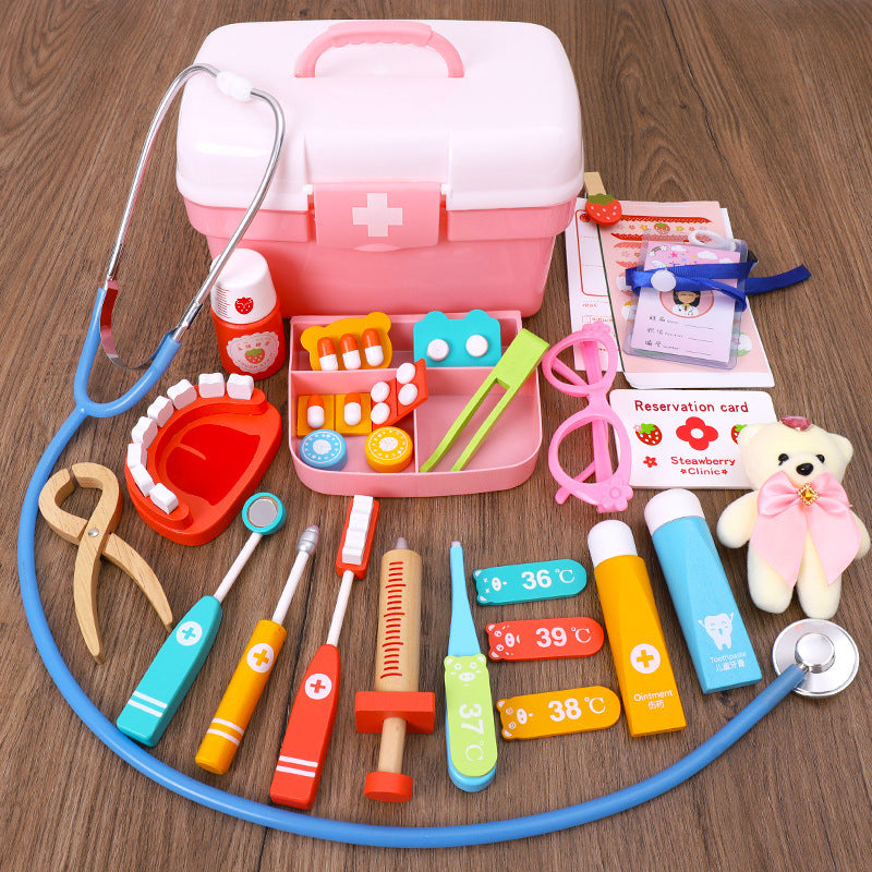 Children's family small doctor nurse set boys girl stethoscope needle toolbox Medical baby toys
