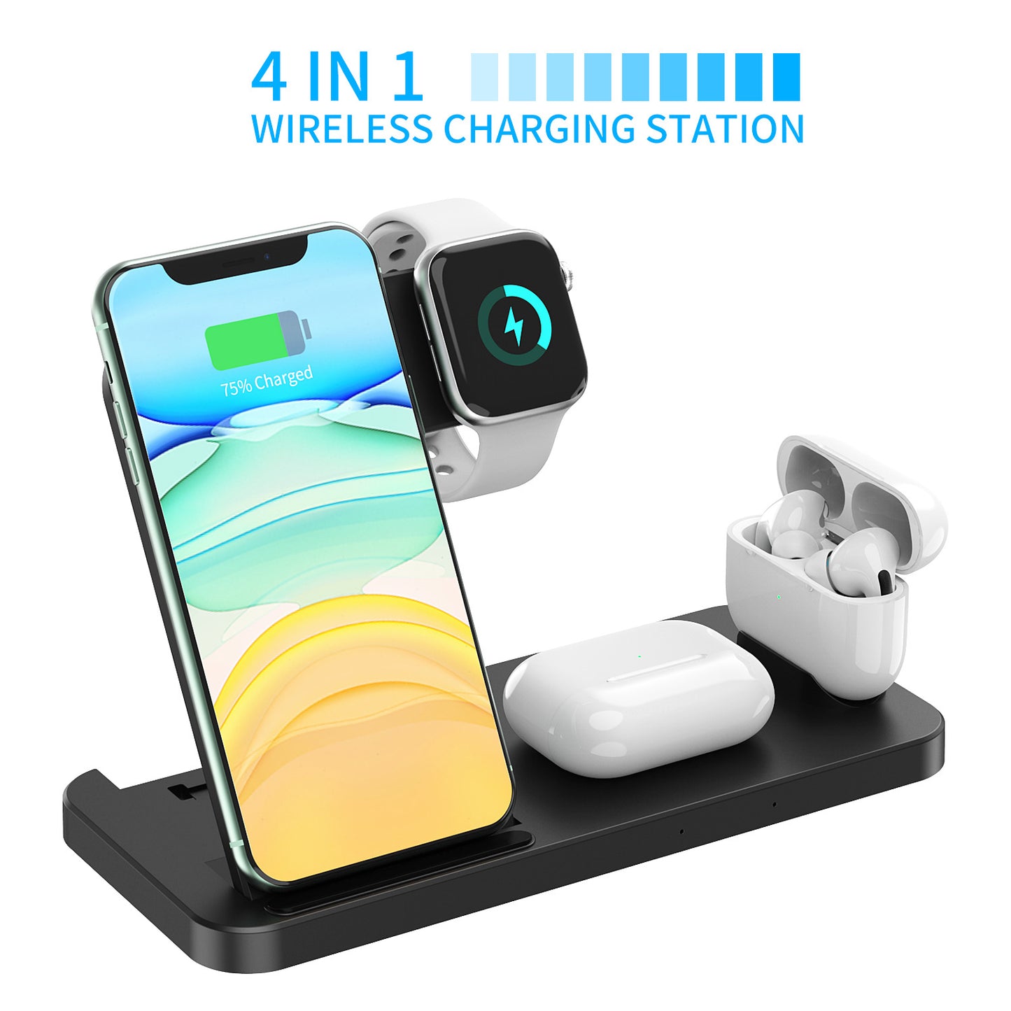 QI certified new four-in-one multi-function wireless charger for Apple mobile phone watch headset Apple pen