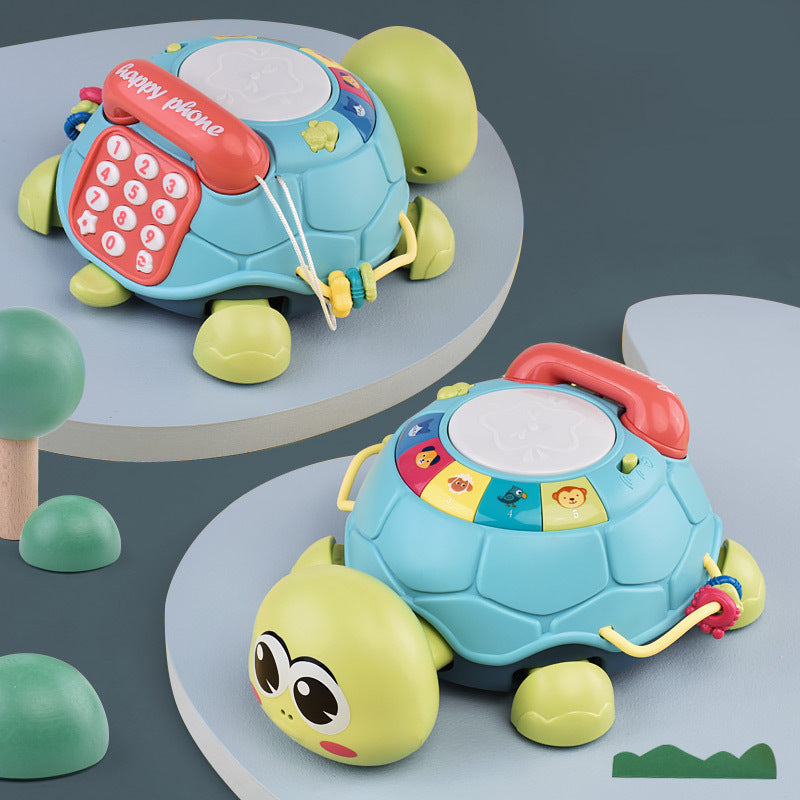 Children's puzzle multi-function music simulation phone story machine drum baby crawling toys learn to climb turtle cross-border