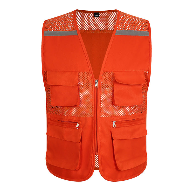 Workwear vest order logo mesh mesh mesh multi-pocket outdoor photography reflective safety vest order