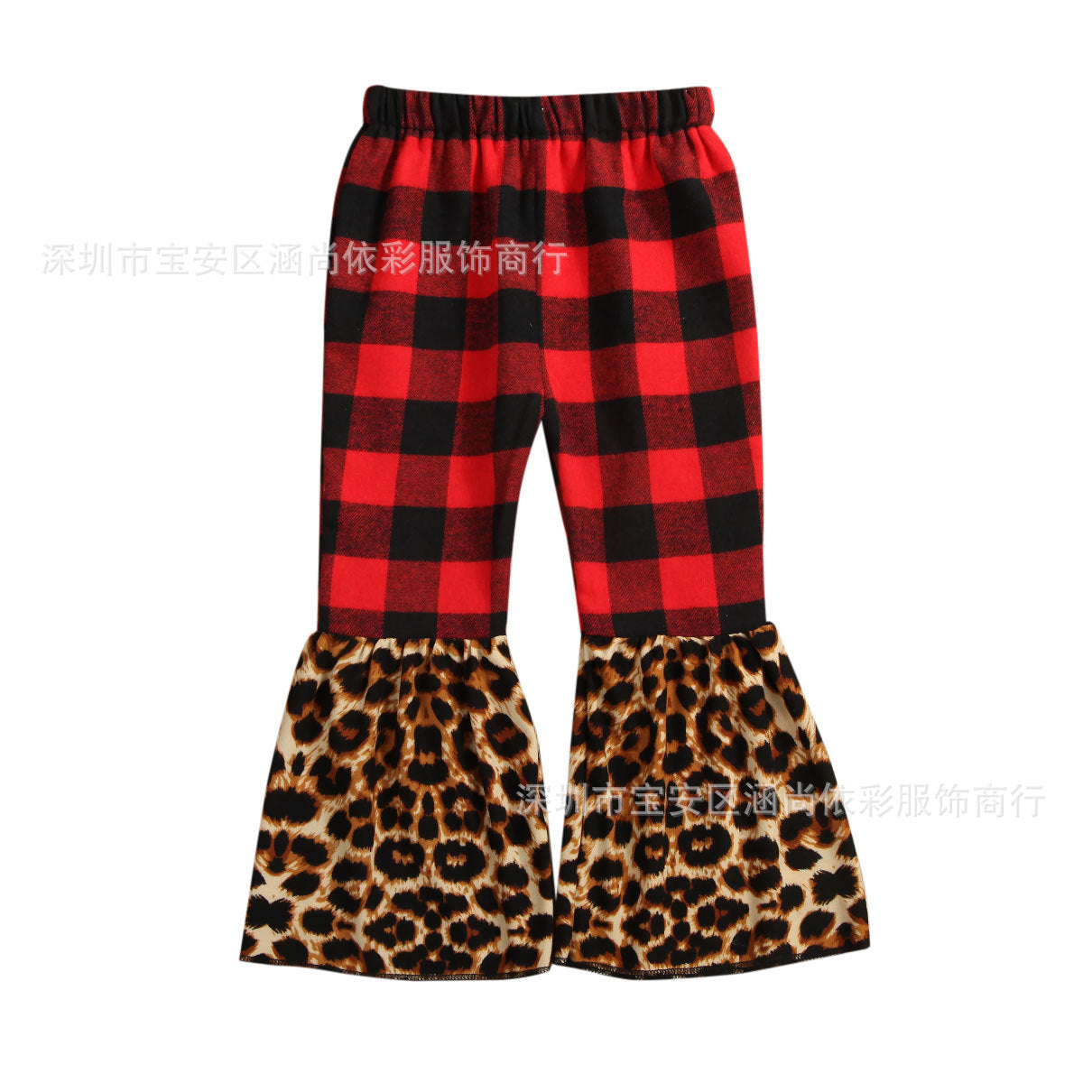 new girls leopard print stitching flared pants nine colors in stock one piece on behalf of