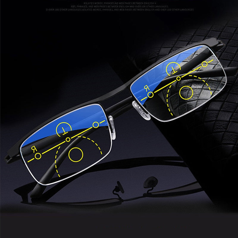 Progressive Multi-Focus Reading Glasses For Men Women Anti-blue Light Near Far Reading Glasses Anti-radiation Metal Gafas
