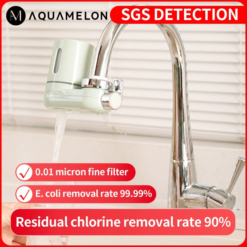 AquaMelon Tap Water Purifier Filter Clean Kitchen Faucet Chlorine E. Coli Removal Ultrafiltration Water Filter Tap Drink