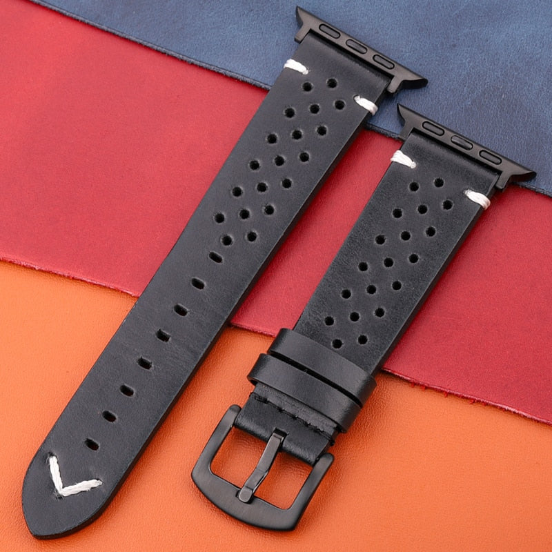 Genuine Leather Strap For Apple Watch Band Serie 7 6 5 4 Se Bracelet 44mm 45mm 40mm 41mm 42mm 38mm Women Men Iwatch Watchband