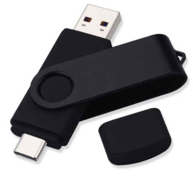 Type-c Two-in-One USB Flash Drive Black 64G Computer Mobile Phone Dual-Use USB Flash Drive Rotating Creative USB 2.0 Business US